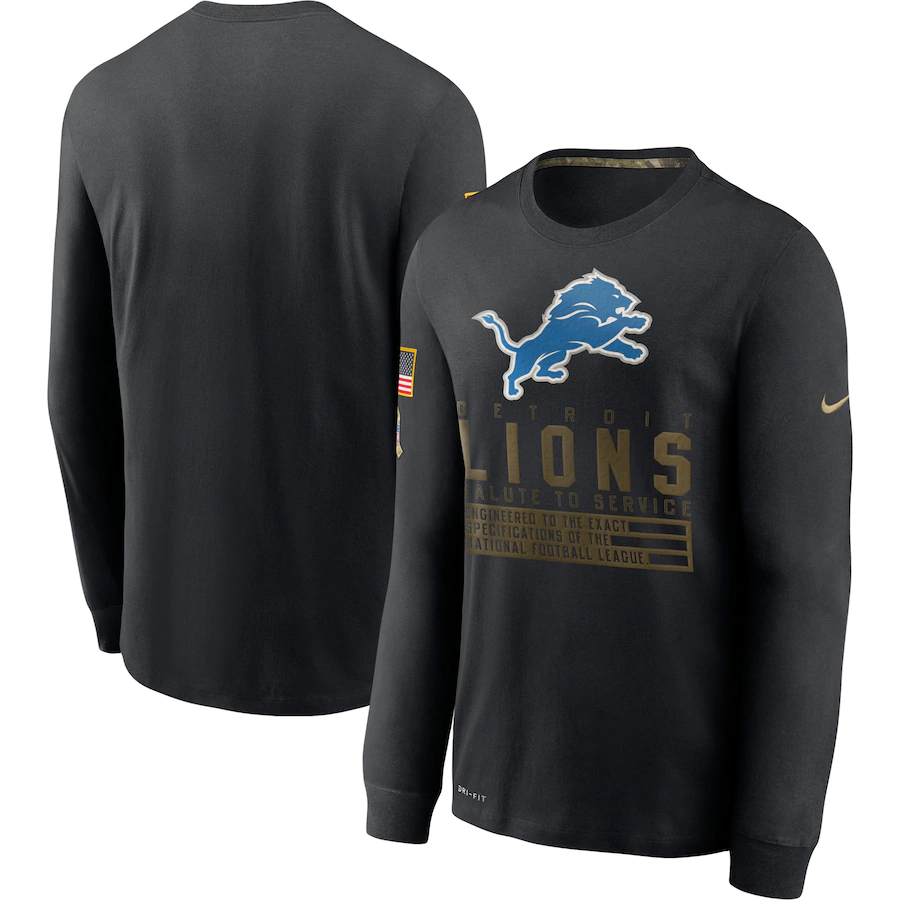 Men NFL Detroit Lions T Shirt Nike Olive Salute To Service Green